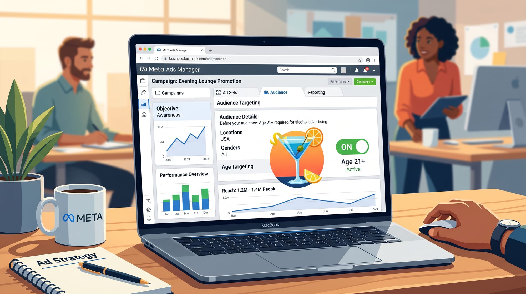 A professional B2B SaaS illustration showing a digital dashboard with a toggle switch being set to '